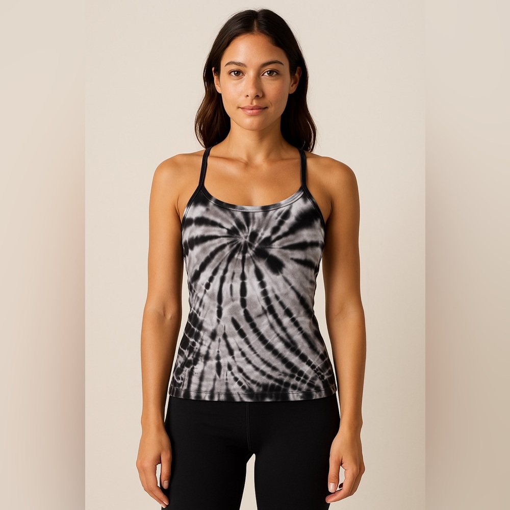 VTG Hard Tail Forever Tie-Dye Spaghetti Strap Tank Top w/ Built-In Bra Sz L
